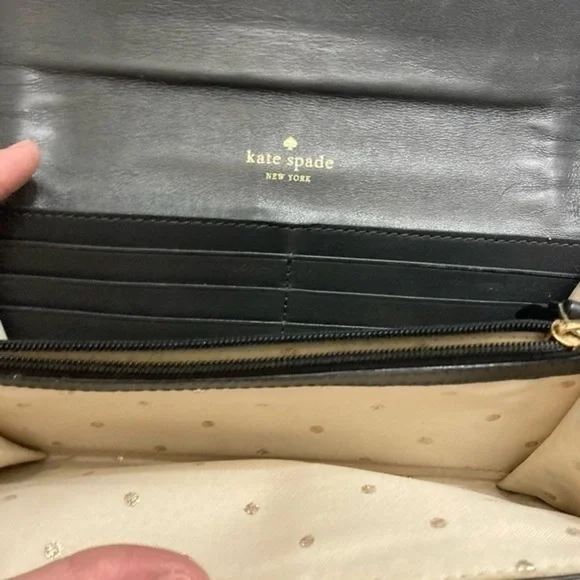 Kate spade dark gray leather bow wallet